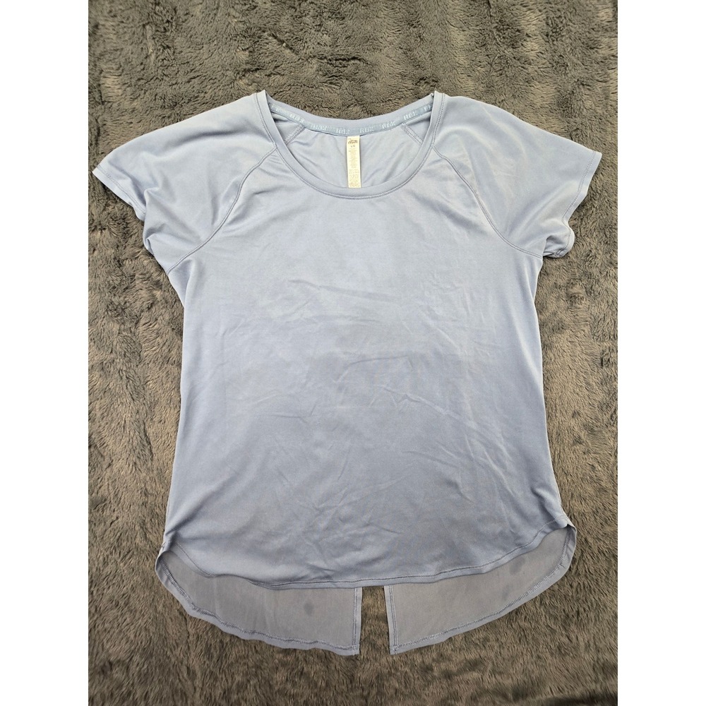 RBX Active Womens Blue Mesh Back Split Hem Workout T-Shirt Size Large CR2239R‎